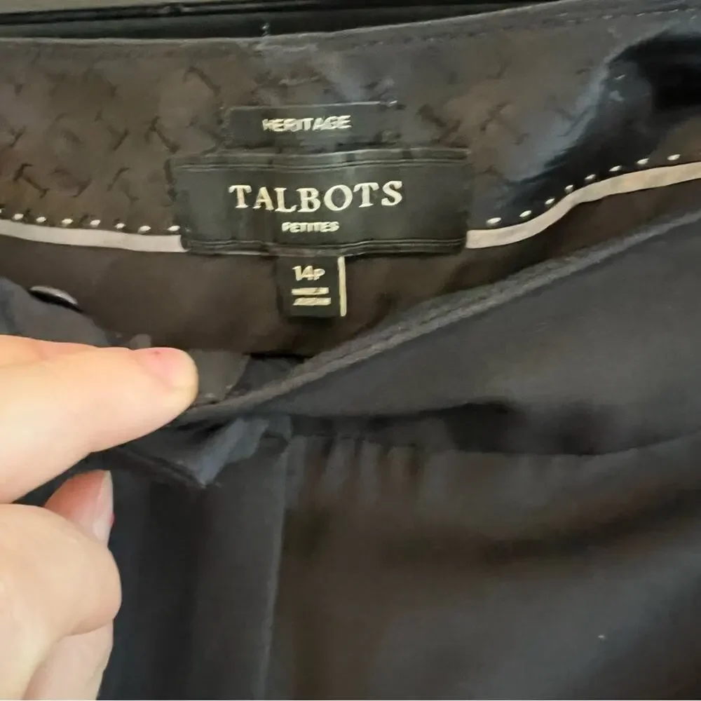 Talbots Women 14P Petite Wool Blend Wide Leg Career Navy Heritage Dress Pants - Picture 14 of 14